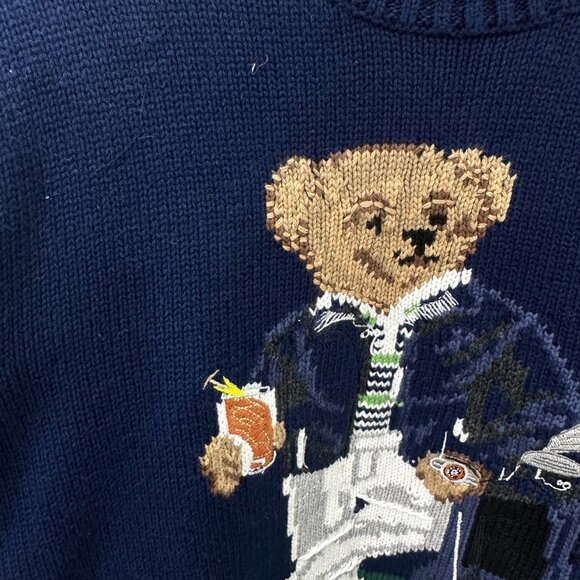 Ralph Lauren Blue Sweater with BearMotif - Picture 7 of 9